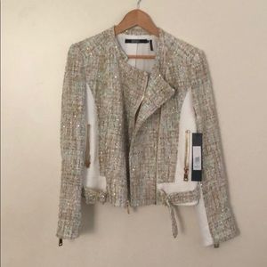 White and gold Moto jacket